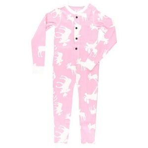 Lazy One Toddler Girl Moose Flap Jack 100% Cotton Pink One Piece Pajamas 3T